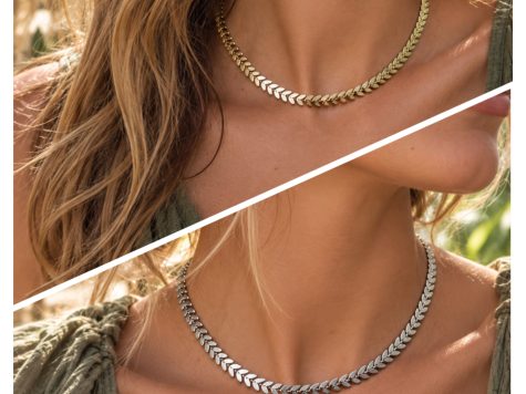 image fonctionnelle Collier simple en acier inoxydable / or "chaine épi"