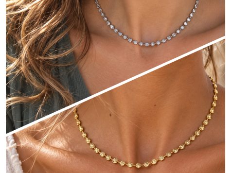 image fonctionnelle Collier simple en acier inoxydable or "chaine soleil"