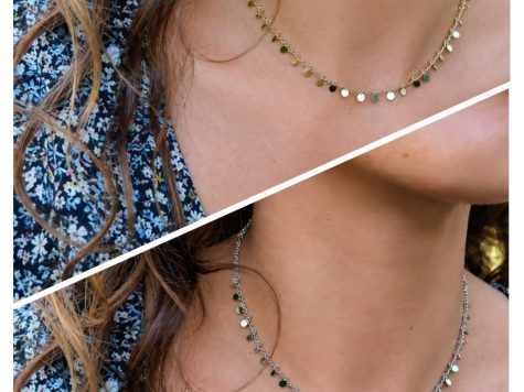 image fonctionnelle Collier simple en laiton "chaine multi pastilles rondes"